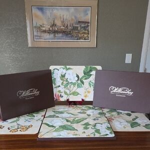 Williamsburg Garden Images Natural Cork Back  Set Of 8 Placemats